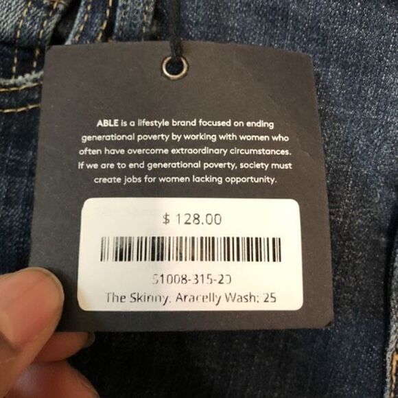 ABLE Womens Jeans The Skinny Aracelly 25 Distressed Leg Mid Rise - Picture 8 of 9